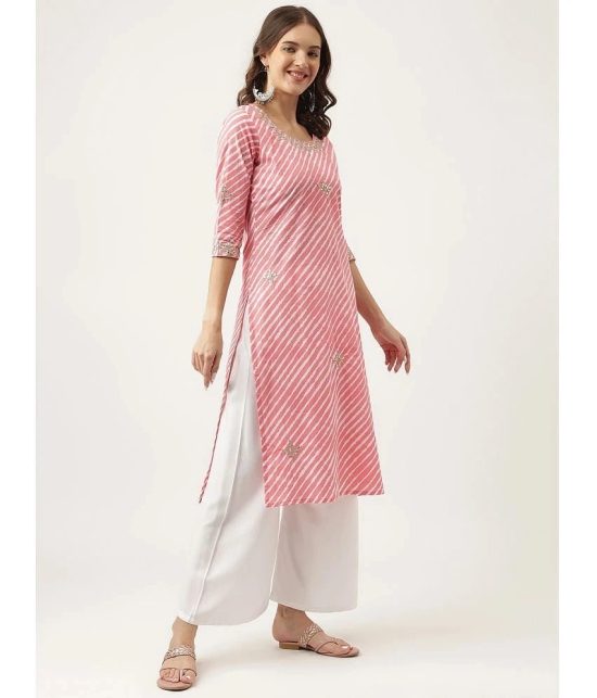 Divena - Pink Cotton Womens Straight Kurti ( Pack of 1 ) - None