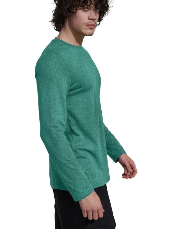 Leotude Cotton Blend Regular Fit Striped Full Sleeves Mens Round T-Shirt - Green ( Pack of 1 ) - None