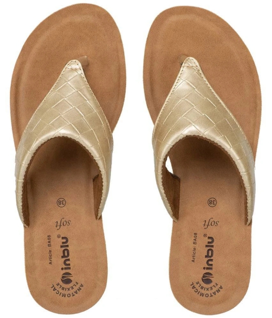 Inblu - Gold Womens Leather Slipper - None