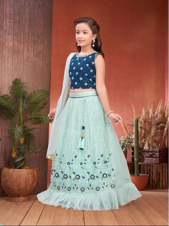 Aarika Navy Blue Georgette Girls Lehenga Choli Set ( Pack of 1 ) - None