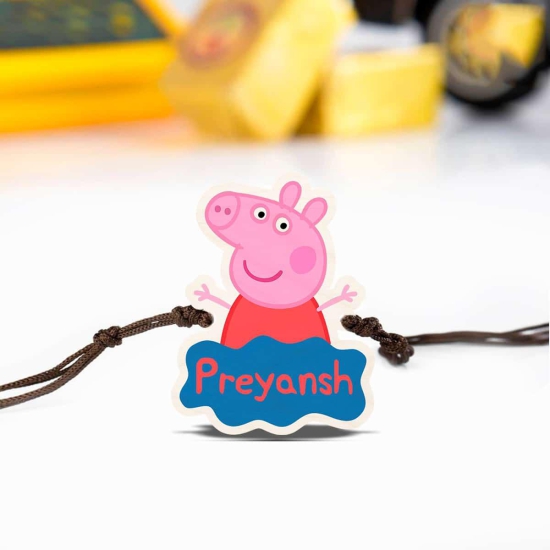 Wooden Rakhi | Personalised | Peppa Pig Name