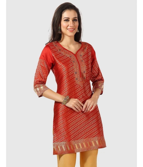 Meher Impex - Rust Art Silk Womens A-line Kurti ( Pack of 1 ) - None