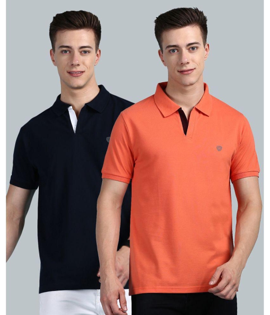 Lux Cozi - Pink Cotton Regular Fit Mens Polo T Shirt ( Pack of 2 ) - None