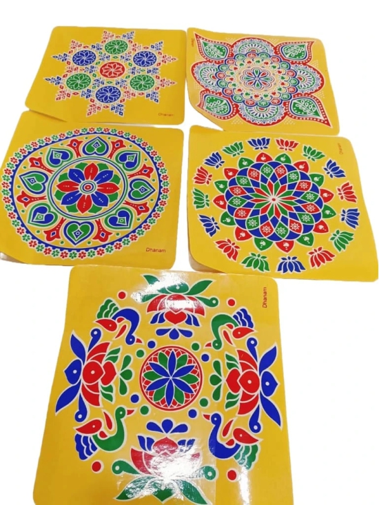 Pack of 5 Beautiful and intricate Rangoli stencils for Diwali decoration