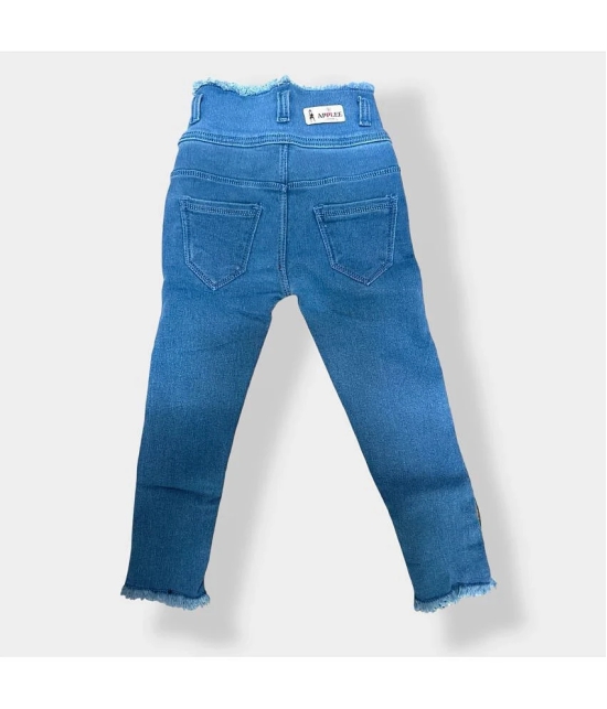 ICONIC ME- Kids Girls 3 button Plain Denim Jeans | Premium Denim Jeans - None