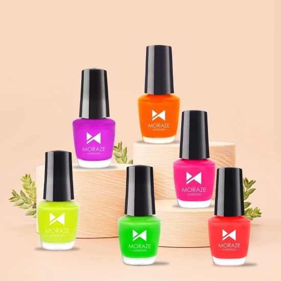 Moraze pack of 6 Neon nail Polish