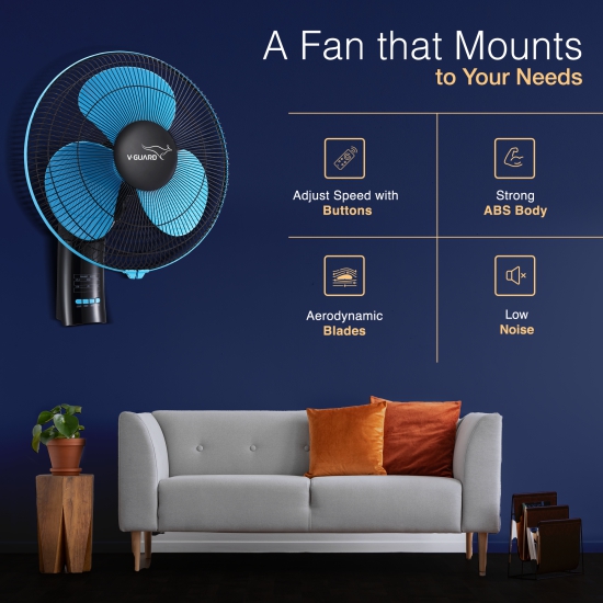 Esfera PLUS RW 16 Remote Wall Fan, 40 cm, Blue Black