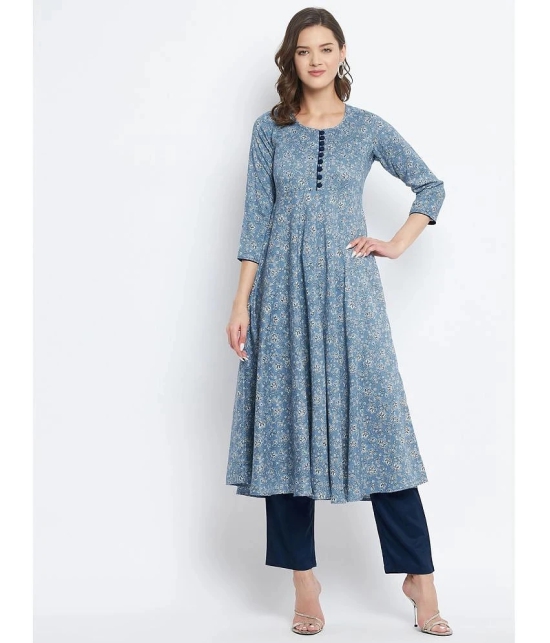 Tissu - Blue Rayon Womens Flared Kurti ( Pack of 1 ) - None