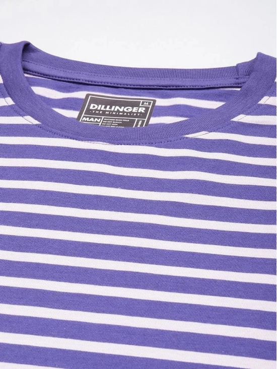 Dillinger 100% Cotton Regular Fit Striped Full Sleeves Mens Round T-Shirt - Purple ( Pack of 1 ) - None