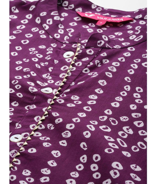 Varanga Cotton Printed Straight Womens Kurti - Purple ( Pack of 1 ) - None