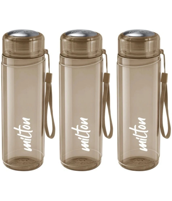 Milton Hector 1000 Pet Water Bottle Set of 3, 1000 ml Each, Brown | Recyclable | Reusable | BPA Free | Food Grade | Leak Proof | Gym | Office | Home | Kitchen | Treking | Travel | Hiking - B