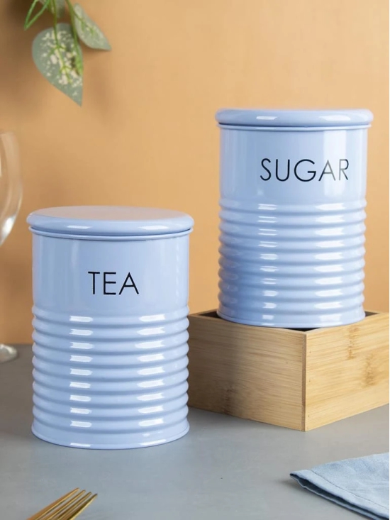 Tea & Sugar Jar - Set Of 2 (Blue, Each 900 mL)