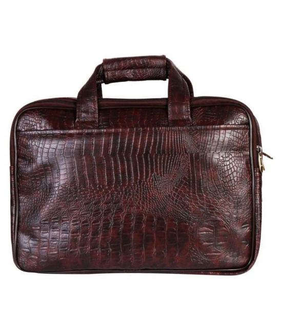 Da Tasche CROC LTHR BROWN Brown Leather Office Messenger Bag