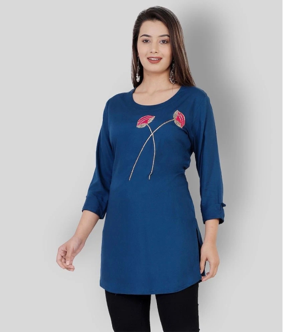 JC4U - Blue Rayon Womens Straight Kurti ( Pack of 1 ) - L