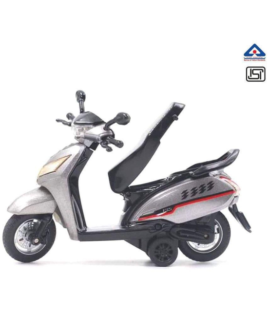 thriftkart -  Bestiva Grey Colour scooty Toy - Pull Back Action- Rear Wheel Suspension Moves - Seat Opens - Pull Back Action That can Change to Free Wheel - Assorted