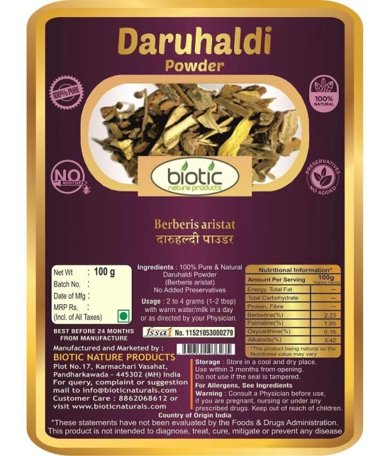 Biotic Daruhaldi Powder (Berberis aristata) Daru Haldi Powder 100 gm