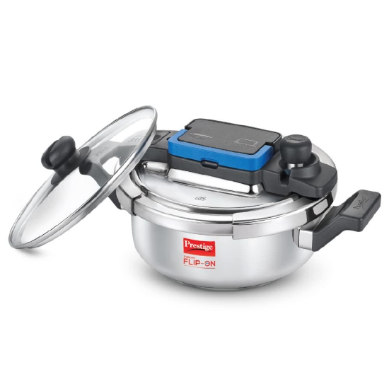 Prestige Svachh FLIP-ON MiniÂ SS Pressure Cooker 18 cm-2 L with Glass Lid