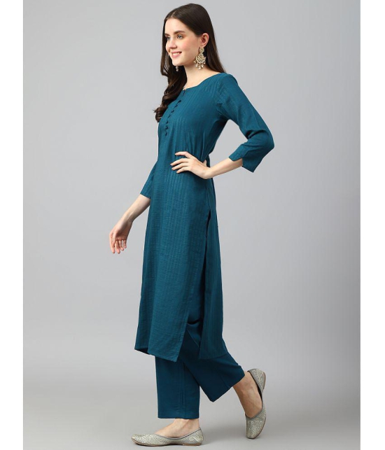 Hritika - Teal Straight Viscose Womens Stitched Salwar Suit ( Pack of 1 ) - None