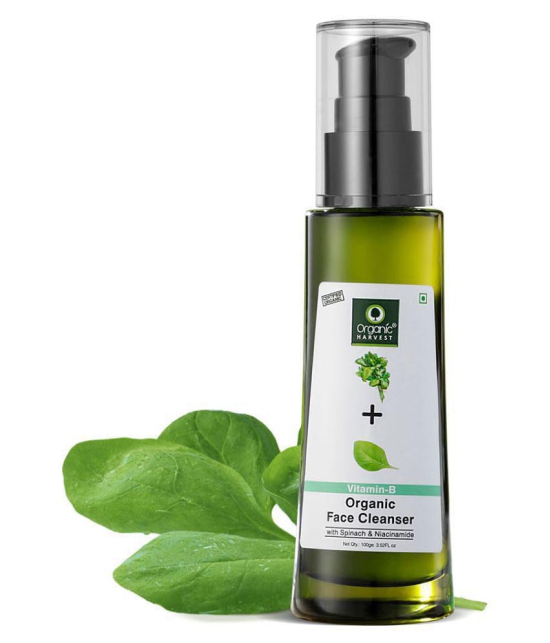 Organic Harvest Vitamin-B Face Cleanser with Spinach & Niacinamide for Oily & Combination Skin, Fights Pimples & Painful Acne - 100ml