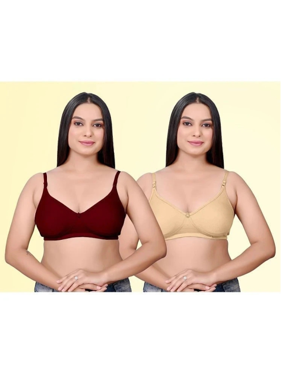 HAYA Pack of 2 Cotton Non Padded Womens Everyday Bra ( Multicolor ) Pushup D706 - None