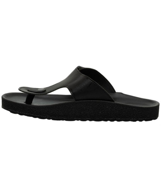 Aerowalk Black Men's Leather Slipper - None