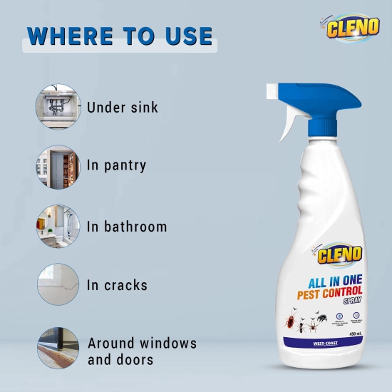 Cleno All in One Pest Control Spray  for Pest Fungicide Dust Mite Bedbugs Ants Termites 450 ml Ready to Use-Cleno All in One Pest Control Spray | for Pest, Fungicide, Dust Mite, Bedbugs, Ants, Te