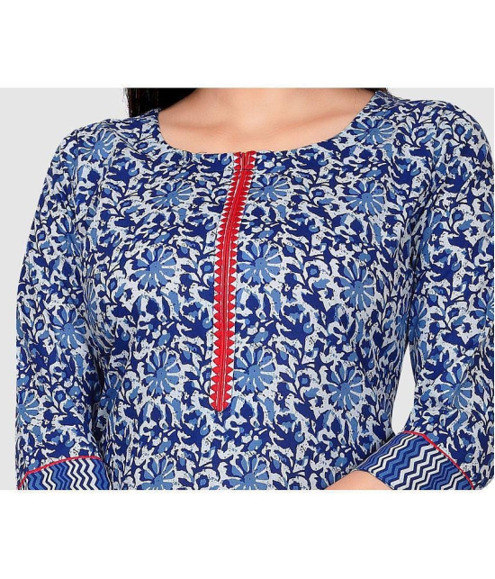 Meher Impex - Blue Cotton Women''s Straight Kurti ( Pack of 1 ) - None