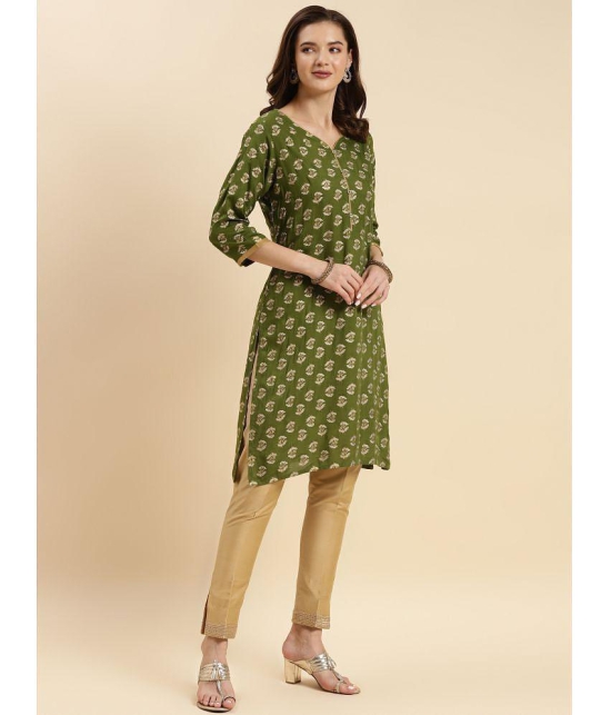 Rangita Women Green Rayon Printed Knee Length Straight Kurti - None