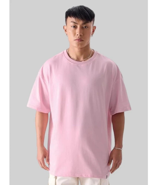 AKTIF Cotton Blend Oversized Fit Solid Half Sleeves Mens T-Shirt - Pink ( Pack of 1 ) - None