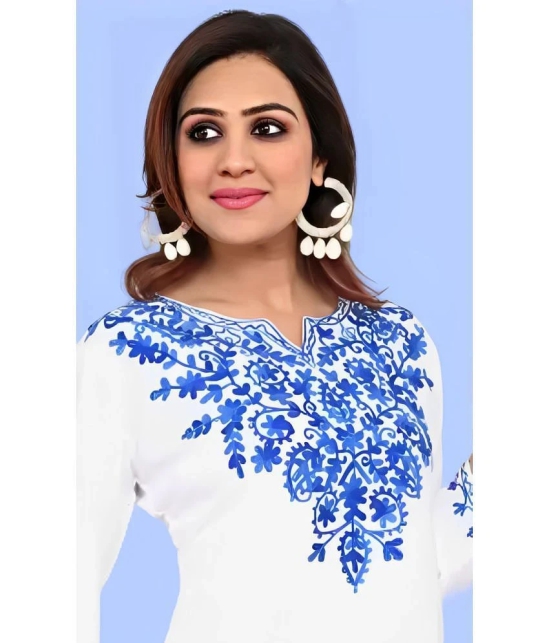 PPTHEFASHIONHUB Cotton Embroidered Straight Womens Kurti - White ( Pack of 1 ) - None