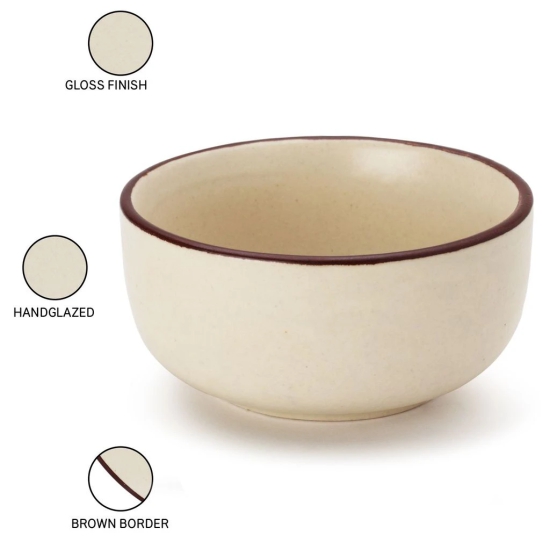 Reactive Handpainted Premium Ceramic 4 Small Dinner Bowl| Dessert Bowl, Soup Bowl, Salad Bowl | Stoneware | Microwave and Dishwasher Safe | Pack of 4 | Off White