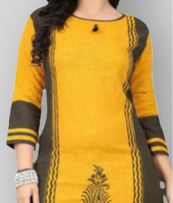 Vbuyz - Yellow Cotton Womens Front Slit Kurti ( Pack of 1 ) - M