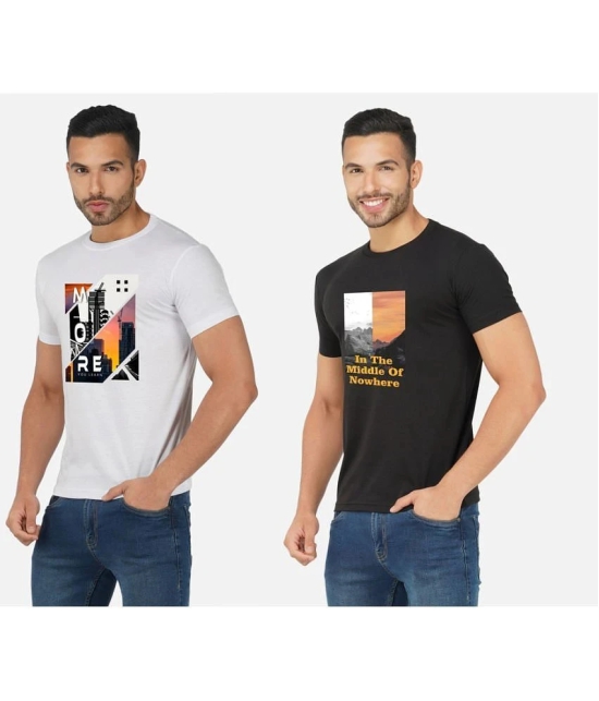 CHOZI Cotton Blend Regular Fit Printed Half Sleeves Mens T-Shirt - Multicolor ( Pack of 2 ) - None