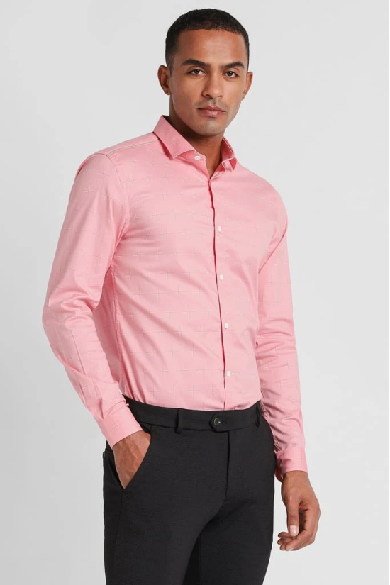 Men Pink Super Slim Fit Formal Full Sleeves Formal Shirt