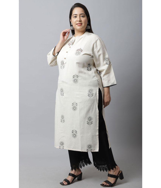 Rajnandini - White 100% Cotton Women's Straight Kurti ( Pack of 1 ) - None