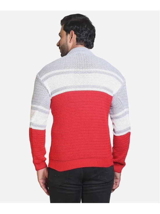 HeteShe Cotton Blend Round Neck Mens Full Sleeves Pullover Sweater - Red ( Pack of 1 ) - None