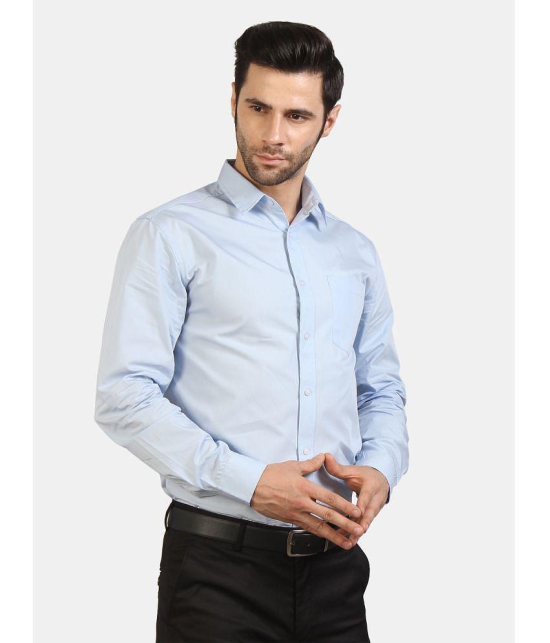 Life Roads 100 Percent Cotton Blue Solids Party wear Shirt Single Pack - None