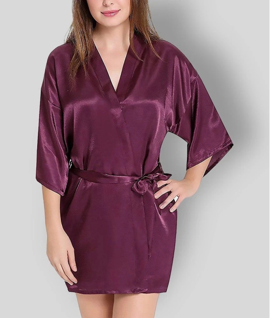 Celosia - Purple Satin Womens Nightwear Robes - S