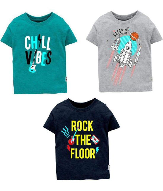 NammaBaby Boys Printed Cotton Blend T Shirt (Multicolor, Pack of 3) - None