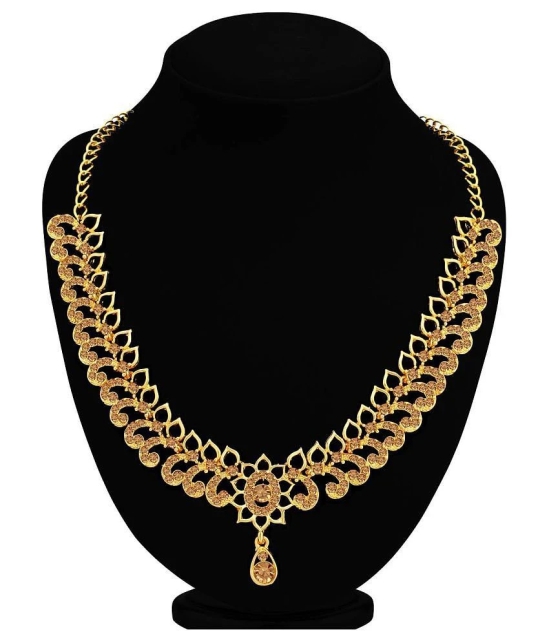 Sukkhi Alloy Golden Traditional Necklaces Set Choker - Golden