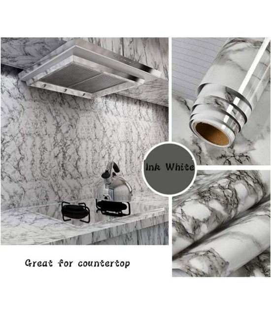 GEEO - White marble design for kitchen foil wallpaper, Wallpaper ( 60 x 200 ) cm ( Pack of 1 )