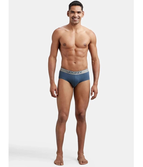 Jockey 8037 Men Super Combed Cotton Solid Brief with Ultrasoft Waistband - Deep Slate (Pack of 2) - None