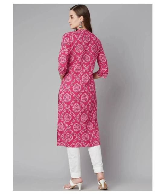 Divena - Pink Cotton Womens Straight Kurti ( Pack of 1 ) - 3XL