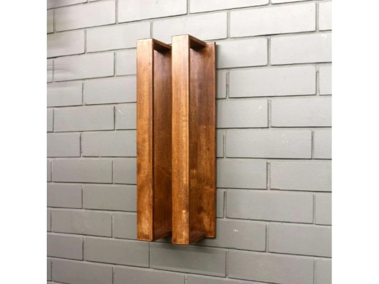 BARISH-Towel Holder | Wall Mount Towel Holder Organiser | Handcrafted with Rubberwood | Superior Finish & Unique Contemporary Design | 13 x 20 x 53CM  - Walnut