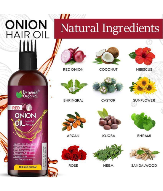 Dravida Organics Red Onion Oil for Controls Hair Fall and Hair Growth 100 mL Pack of 3