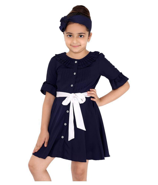 Naughty Ninos Girls Navy Blue Fit & Flared Dress - None