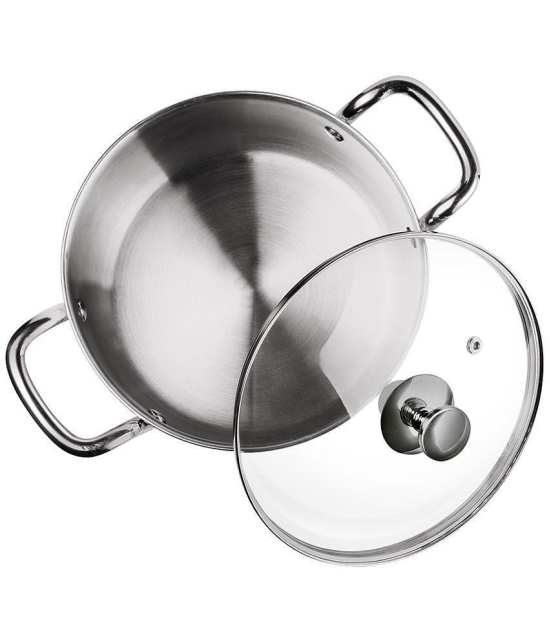 Milton Pro Cook Stainless Steel Casserole With Glsss Lid (1.2 litre) Silver - Silver