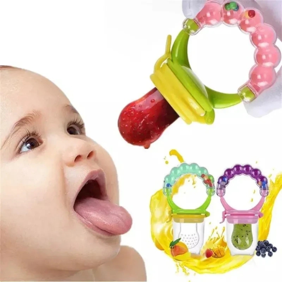 EN LIGNE BPA-Free Silicone Nipple Food Nibbler for Fruits and Veggies with Storage Box, Silicone Fruit Teether,Infant (Multicolor)