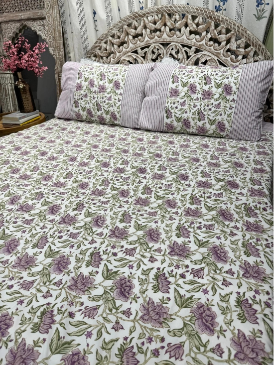 Hand Block Cotton Bedsheet | Sage Bedsheet-King