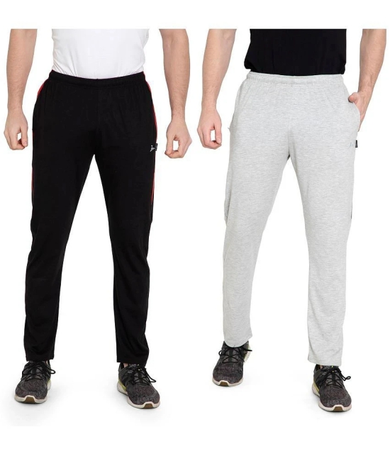 Zeffit Solid Men Black, Grey Track Pants (Pack Of 2 ) - M